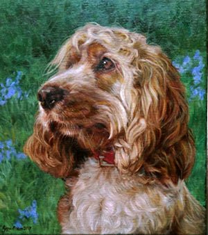 Spaniel dog portrait in oil by UK pet artist Pippa Elton